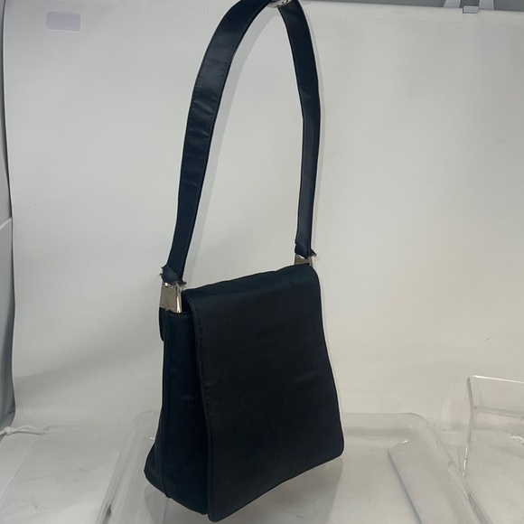 Vintage 1990’s Gucci Satin and Leather Shoulder Bag - Picture 2 of 16